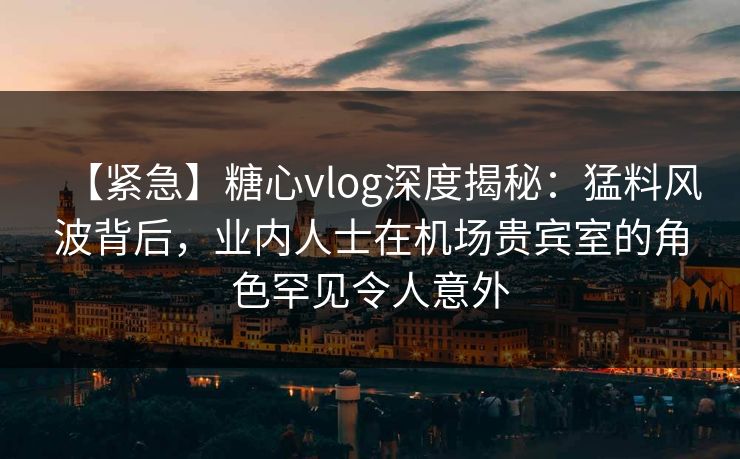 【紧急】糖心vlog深度揭秘：猛料风波背后，业内人士在机场贵宾室的角色罕见令人意外